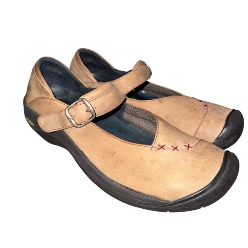 KEEN Leather Mary Jane Flats Womens 8.5 EU 39 Tan Comfort Shoes Casual Walking